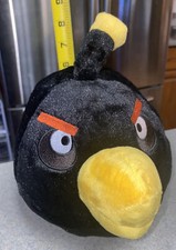 2010 Angry Birds 6 inch Black Bomb Bird Plush No Sound