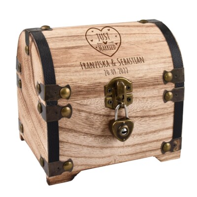 Holz Schatztruhe mit Gravur zur Hochzeit - Geschenke für Brautpaare - Jahrestag