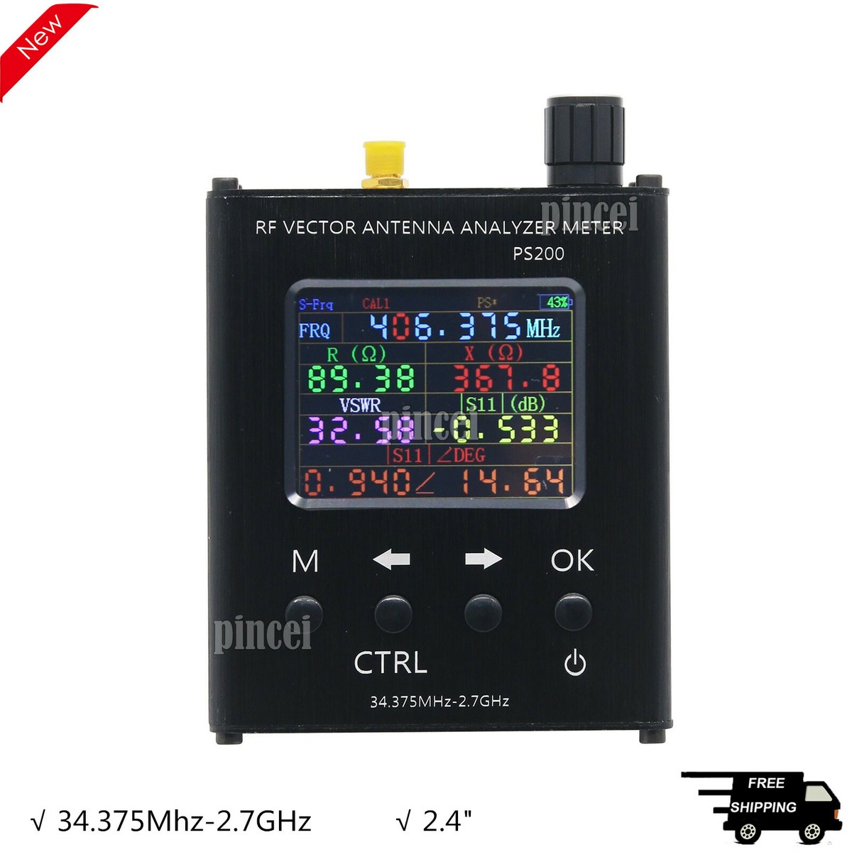 37.5MHz-2.7GHz Rf Vector Antenna Analyzer SWR Meter Antenna