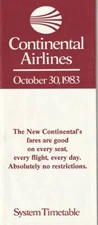 Continental Airlines timetable 1983/10/30