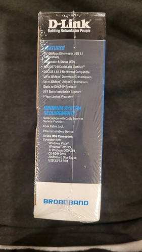 D-Link DCM-202 DOCSIS 2.0 Cable Modem Brand New SEALED - Picture 3 of 3