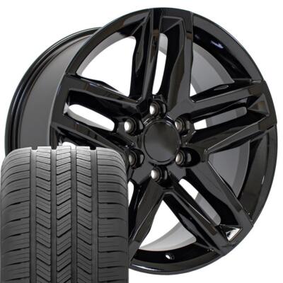 20 inch Black 5911 Rims & Goodyear Tires Set Fits Escalade Sierra Yukon