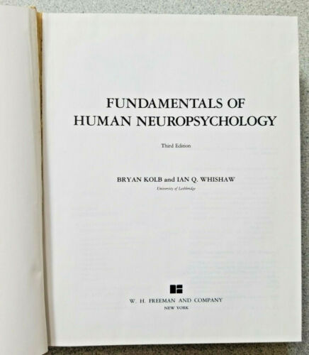 1990 FUNDAMENTALS OF HUMAN NEUROPSYCHOLOGY 3rd Ed. by Bryan Kolb & Ian Q Whishaw - Imagen 2 de 9