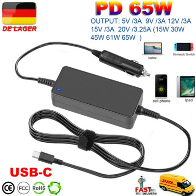 Auto Ladegerät USB C Typ C PD 3,0 Smart Ladeadapter KFZ für Laptop Phone Tablet