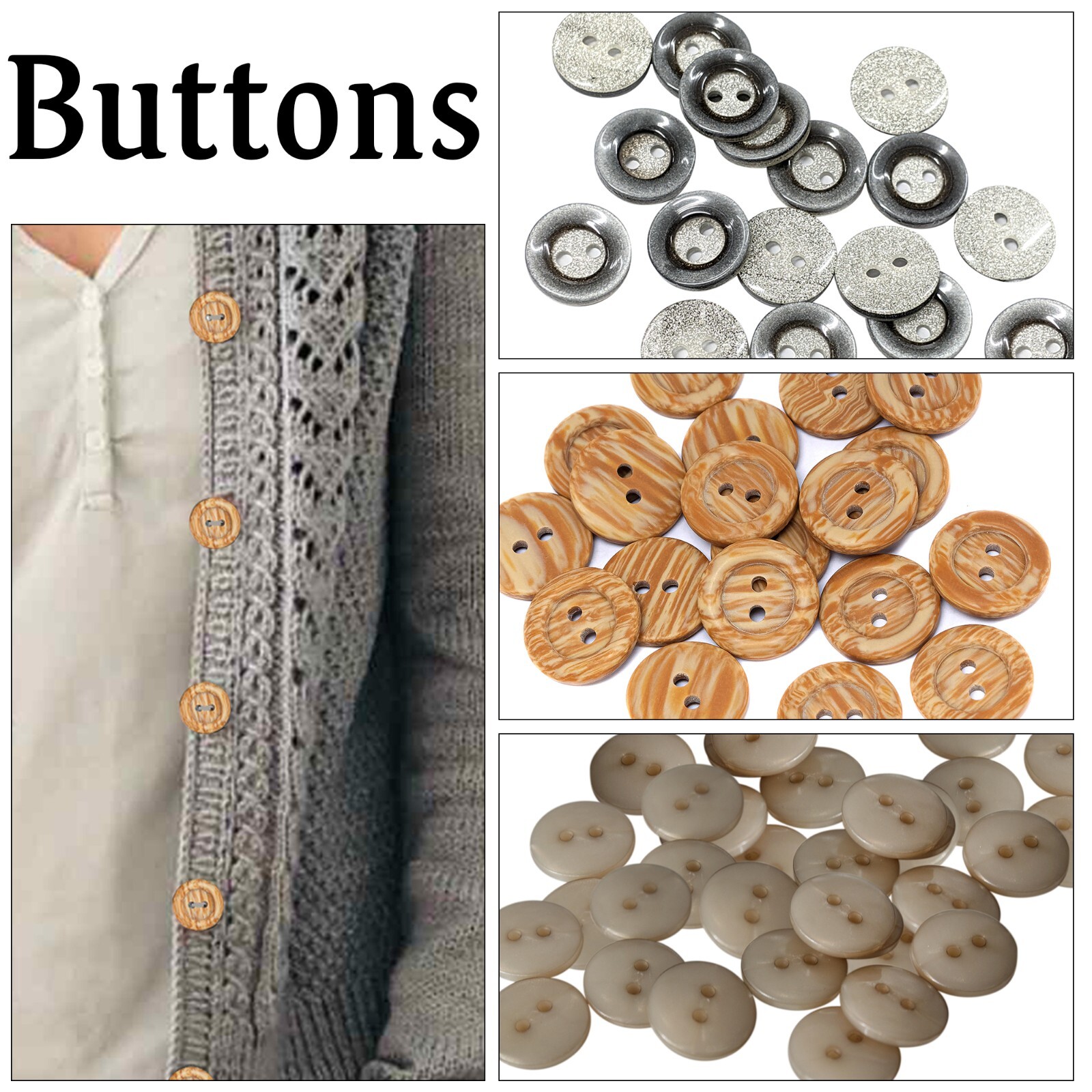 Bottoni In Tessuto Con Gambo Metallo - 30 Pezzi Grigio Per Abiti E Accessori - Foto 12