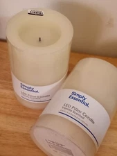 Simply Essential LED Pillar Candle Vanilla scented battery operated 4x6 - NIP