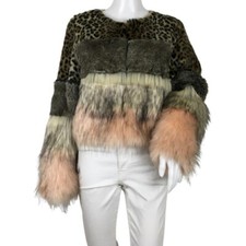 Jocelyn Women’s Multicolor Faux Fur Animal Print Coat Size M Dm21
