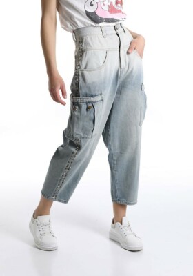 Slouchy Jeans in Cargo-Style mit Stollen   blau ! In Gr. L ! Neu ! Sehr modern! 