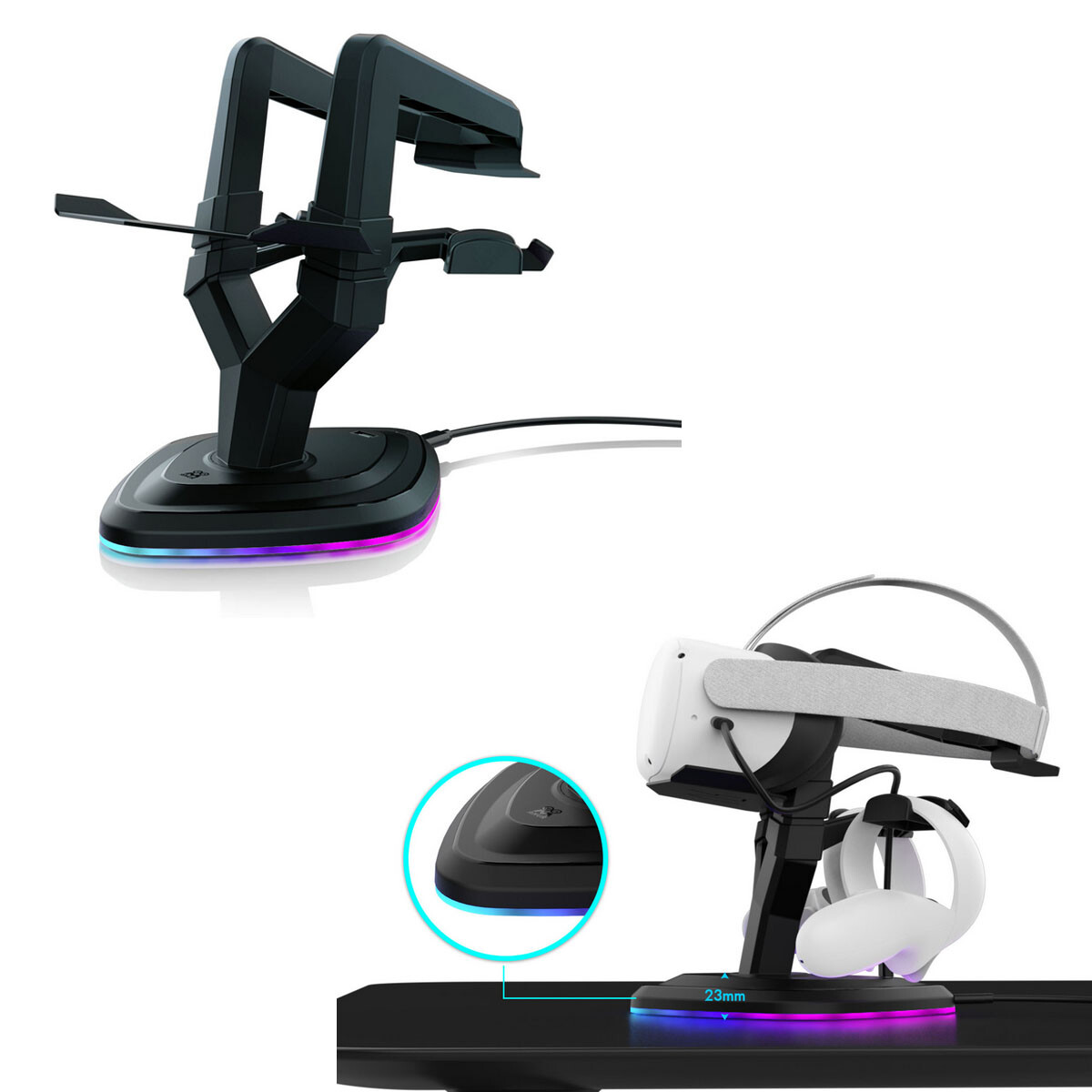 For Pico Neo3 VR Headset Display Stand RGB Charging Dock Station VR Accessories-image
