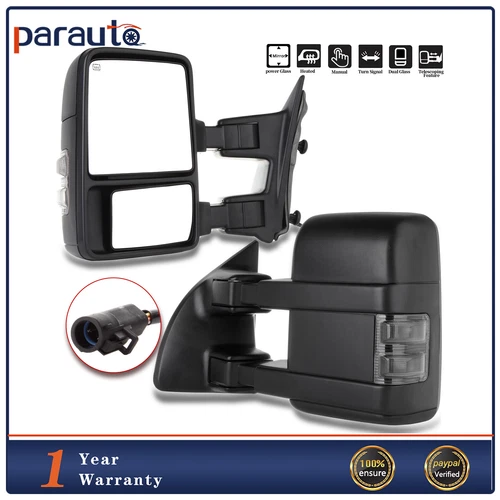 Tow Mirrors For 99-07 Ford F250/F350/F450/F550 Power Heated Smoke Turn Signal