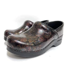 Dansko Black Multi-Color Slip On Comfort Clogs Shoes Women's 38 / 7.5 - 8