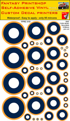 RAF Roundels gemischte Packung Vinyl Aufkleber Aufkleber Typ SAEC Roundel 5 mm - 50 mm