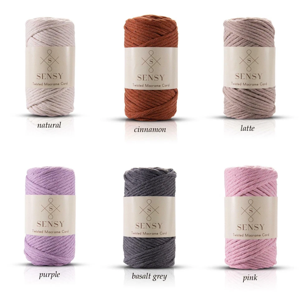 Cuerda de macramé trenzada individual 100 % algodón 3,5 mm 246 pies 20 colores opción Foto 3 de 4