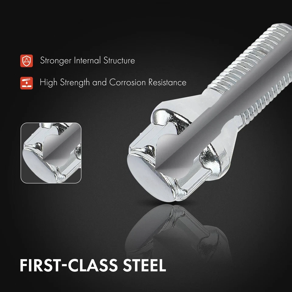 Parafuso de trava de roda cromado 4x M14x1,5 mm e 1x chave para Volvo S60 11-20 XC60 30mm - Imagem 4 de 4