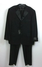 Loriano Men's 2 Pc 3 Button Super 120's Tuxedo Black 42 Regular NWT Unhemmed