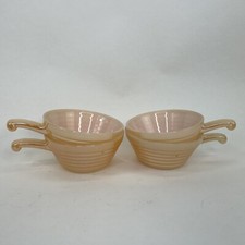 Fire-King Ovenware Peach Luster Bowls w/Handle - Set of 4 EUC