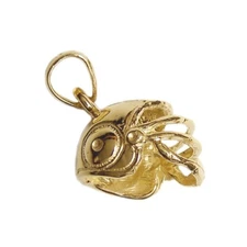 New 14k Gold 3D Football Helmet Pendant