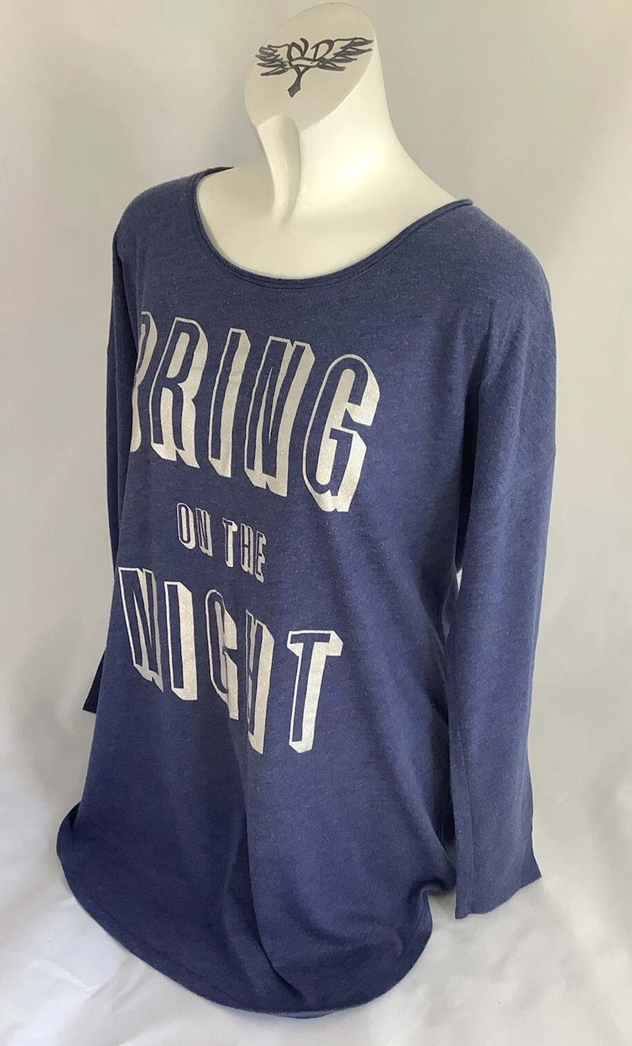 UNDERCOVER Abito da notte curvo Victoria's Secret stampa blu marle manica lunga su orlo taglia S