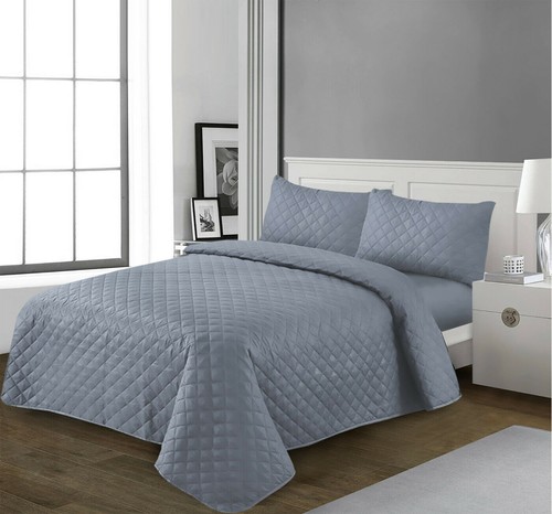 Embossed Quilted Bedspread Comforter Luxury Bedding Set Large Sofa Cover Throw - Picture 81 of 142