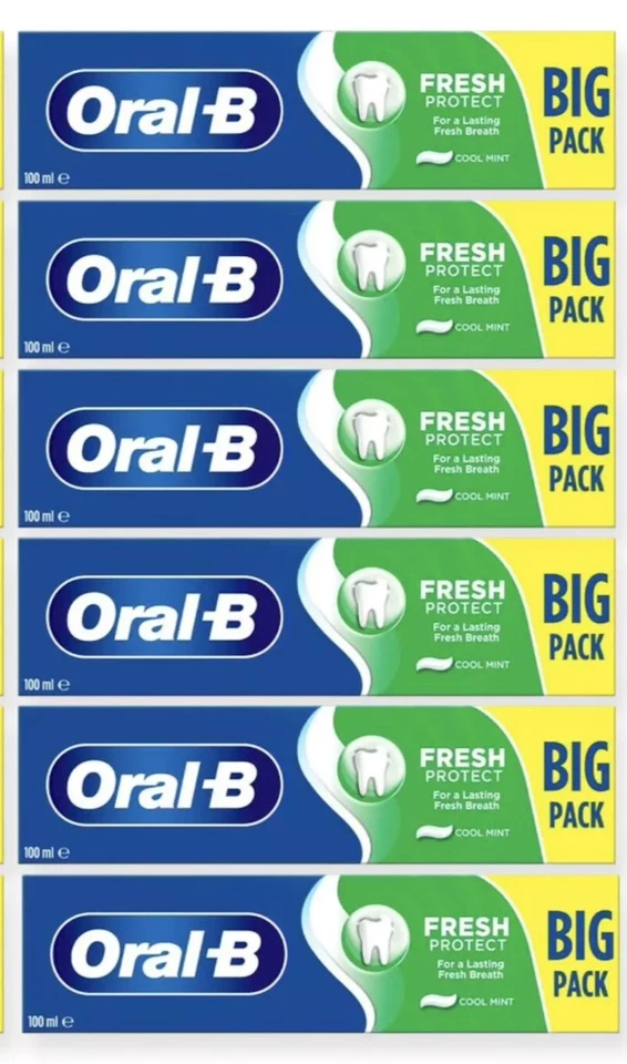 6 X Oral-B Pro Expert FRESH PROTECT for a Lasting Fresh Breath COOL MINT 75Ml