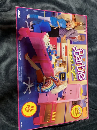 1986 Barbie Travel Agent Playset Vintage Arco Playset Opened Box