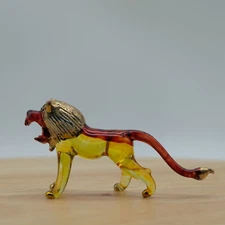 Lion Figurine Hand Blown Art Glass Animals Sculptural Handcrafted Collectibles