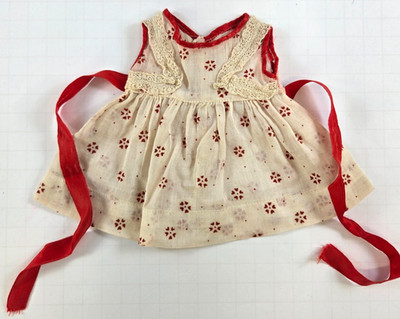 Vintage Doll Dress Red & White Small French German Antique Bisque Doll