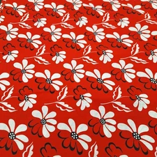 Red Floral Cotton Fabric Red White Black 2 yards Great Quality
