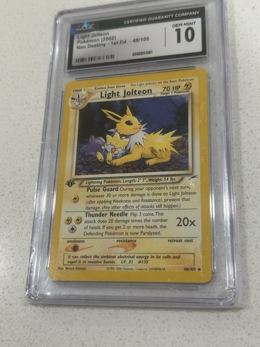 Light Jolteon (1st Edition) graded CGC 10 for sale on eBay