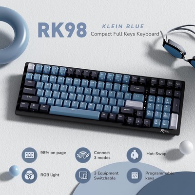 RK ROYAL KLUDGE RK98 Wireless Mechanical Keyboard, Hot Swap Red