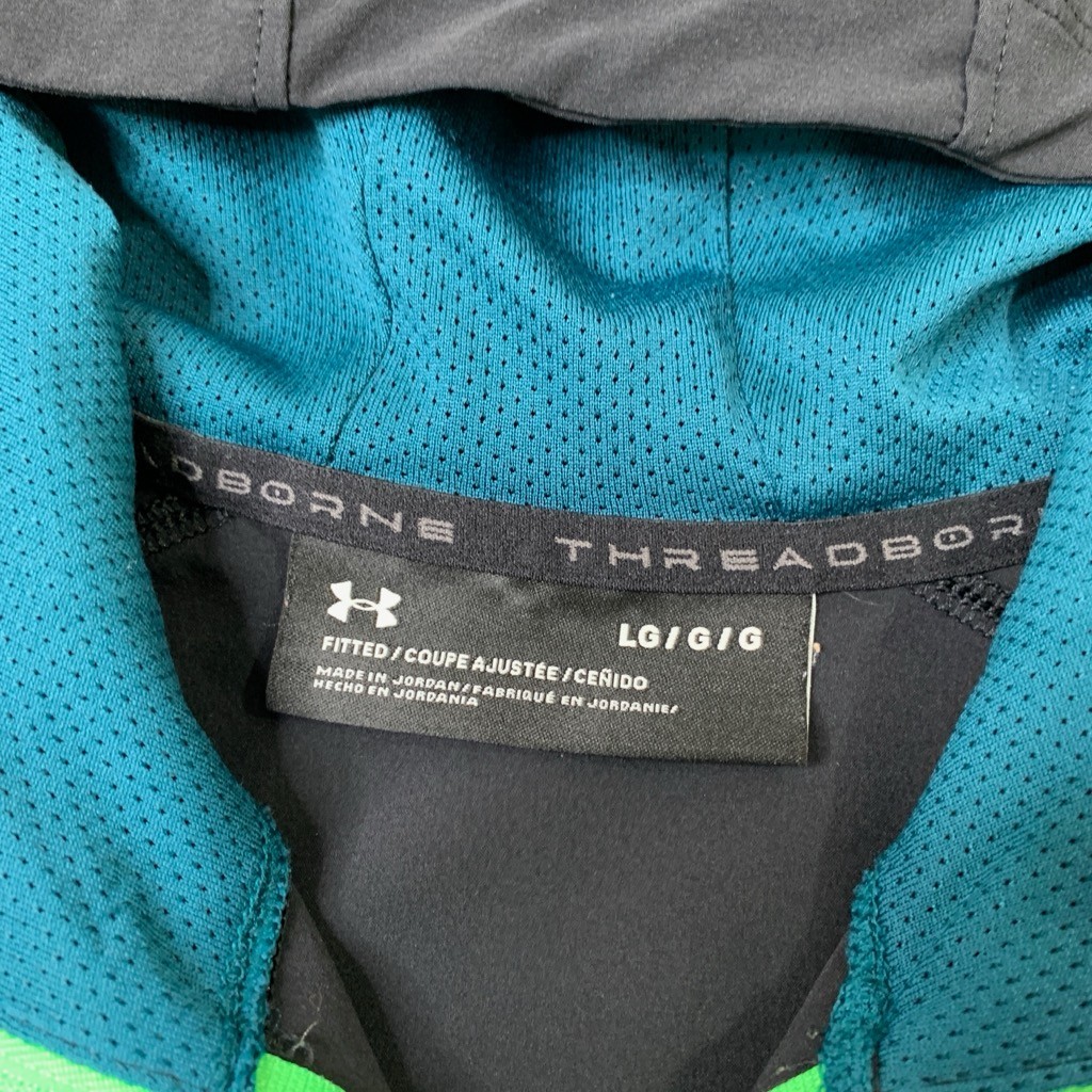 Under Armour Hoodie Mens L Large Fitted Black Teal Threadborne Vanish Popover thumbnail 5