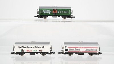 Märklin Z Konvolut Kühlwagen ''König Pilsener'', ''Dinkel Acker CD-Pils'', ''Rothaus
