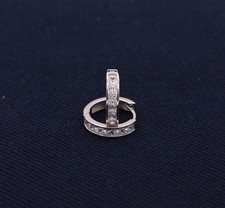 Diamonique Princess Cut Huggie Hoop Earrings Sterling Silver 925