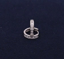 Diamonique Princess Cut Huggie Hoop Earrings Sterling Silver 925