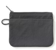Muji Wrinkle Nylon Flat Pouch Dark Gray 13.6 x 10 cm
