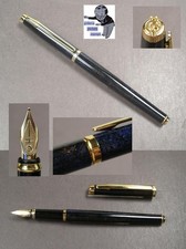 Elysee Laque Lyric Fountain Pen In Blue / Gold Marbled Top Condition