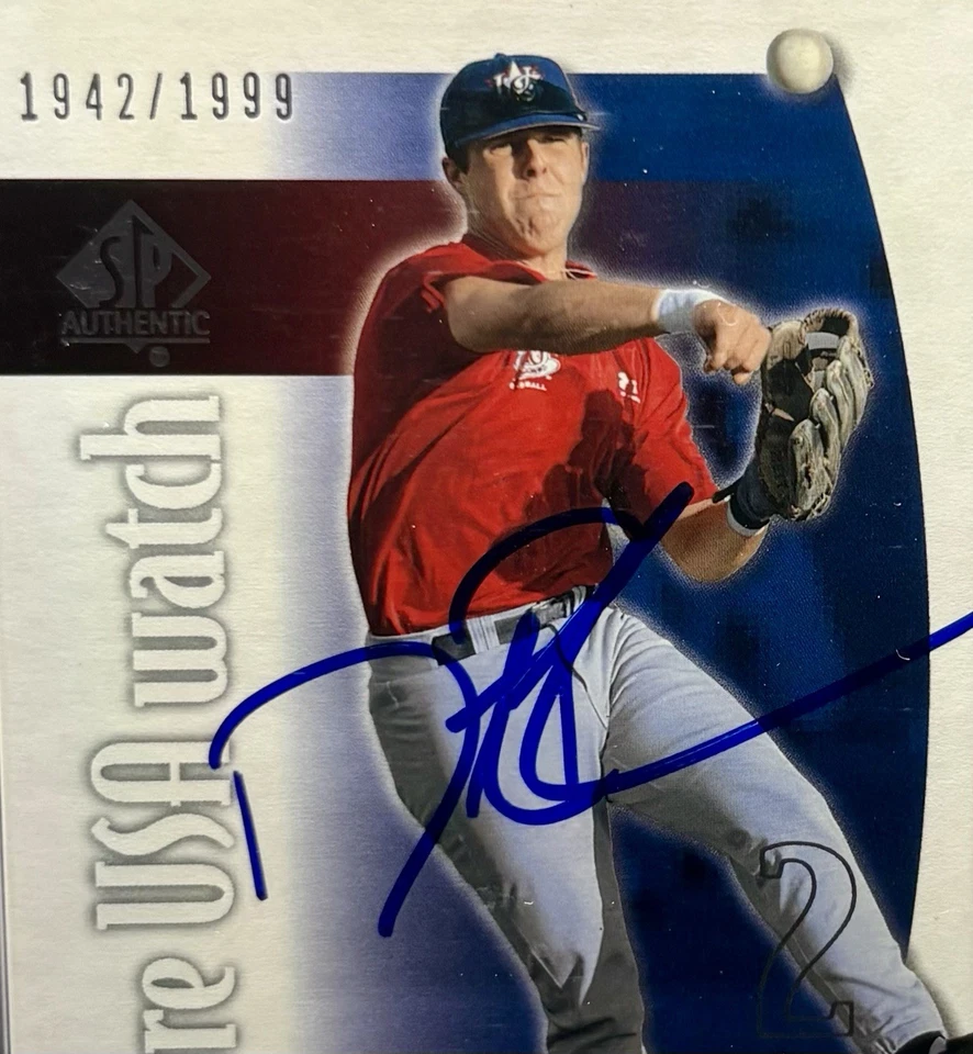 Auténtico SP 2002 #USA17 Dustin Pedroia PSA/DNA firmado Auto Medias Rojas #d 1942/1999 Foto 2 de 3