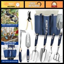 9-Piece Heavy Duty Gardening Tools Set with Non-Slip Grip  Large Garden Bag - D