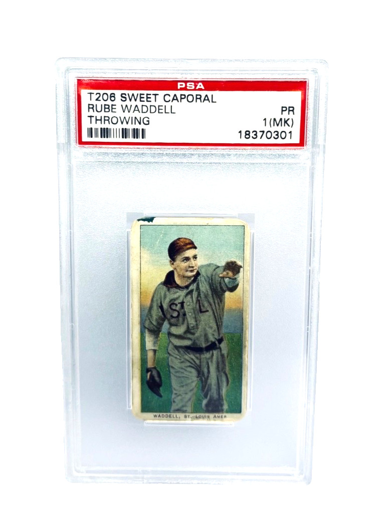 1909 T206 Sweet Caporal Rube Waddell Throwing PSA 1 (MK)