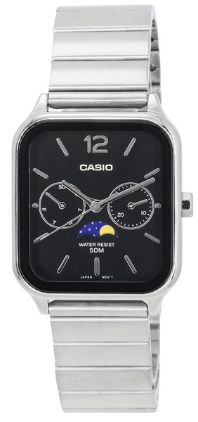 Casio Mondphasenanzeige Schwarz Zifferblatt Japan Mov't MTP-M305D-1A Herrenuhr-image