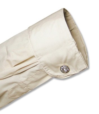 Mens Solid Beige Brown Color Dress Shirt with Convertible Cuffs sz