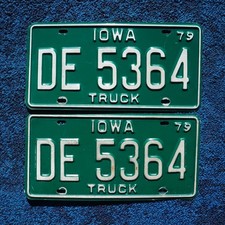 1979 Iowa TRUCK License Plate Plates PAIR / SET