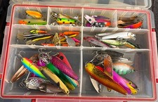 Large Walleye Tackle Box (6 Full Boxes). Rapala, Qty 33 Michigan Stinger Spoons