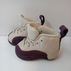 Size 2C-Air Jordan 12 Retro Desert Sand Purple Size 2C Toddler Good Condition