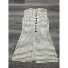 Argaman Sleeveless Vintage Button-Front top with Checkered Pattern