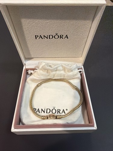 Pandora 14k Yellow Gold Snake Chain Bracelet Barrel Clasp