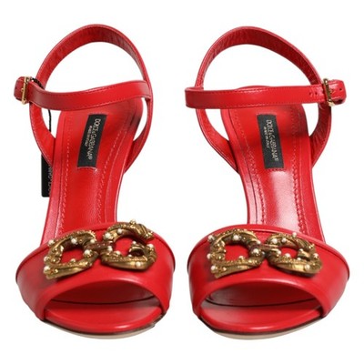 DOLCE & GABBANA Shoes Red Leather DG AMORE Heels Sandals EU35.5