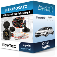 Towtec E-Satz 7Polig Universell Passend für Opel Agila Elektrosatz