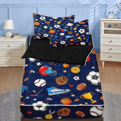 Twin Zipper Bedding, Football Balls Zipper Bedding Sets for Boys, 3Pcs All in on