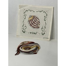 NIP Needlepoint Canvas Seashell Nautical Beach Decor Craft Kit 8x8